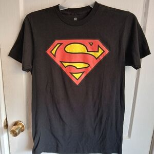 DC Comics Black Tee with Red and Yellow Superman Shield